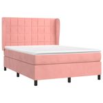 Casa si Gradina - Mobilier - Paturi si accesorii - Paturi - Pat box spring cu saltea, roz, 140x200 cm, catifea - Infinity.ro