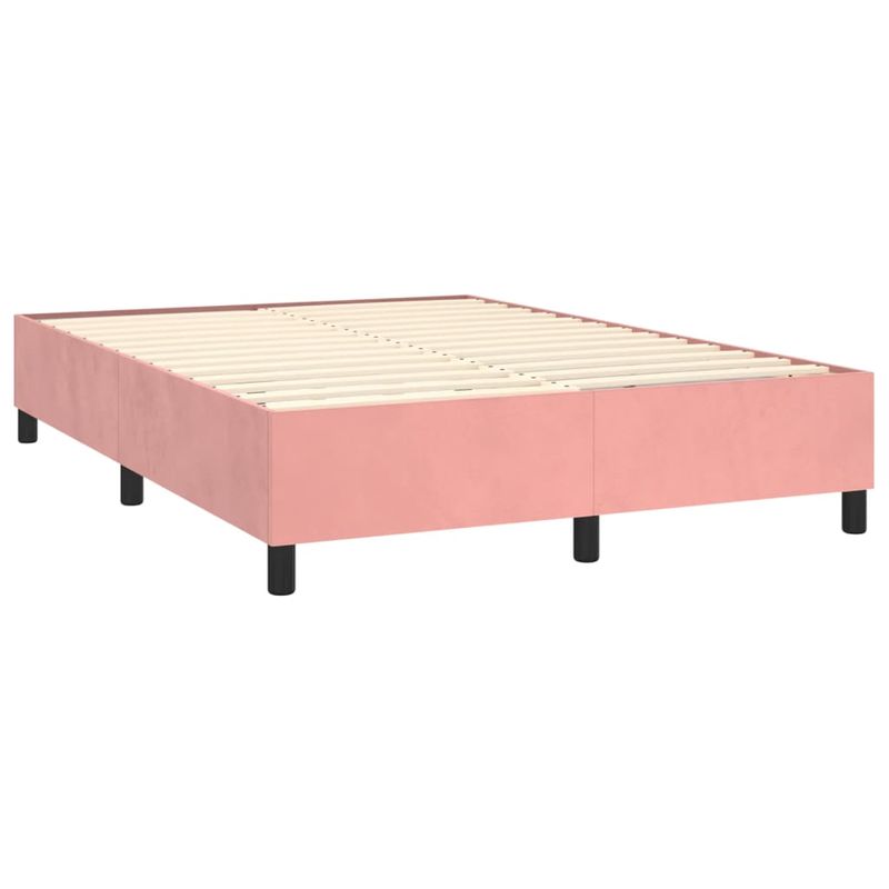 Casa si Gradina - Mobilier - Paturi si accesorii - Paturi - Pat box spring cu saltea, roz, 140x200 cm, catifea - Infinity.ro