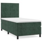 Casa si Gradina - Mobilier - Paturi si accesorii - Paturi - Pat box spring cu saltea, verde inchis, 90x200 cm, catifea - Infinity.ro