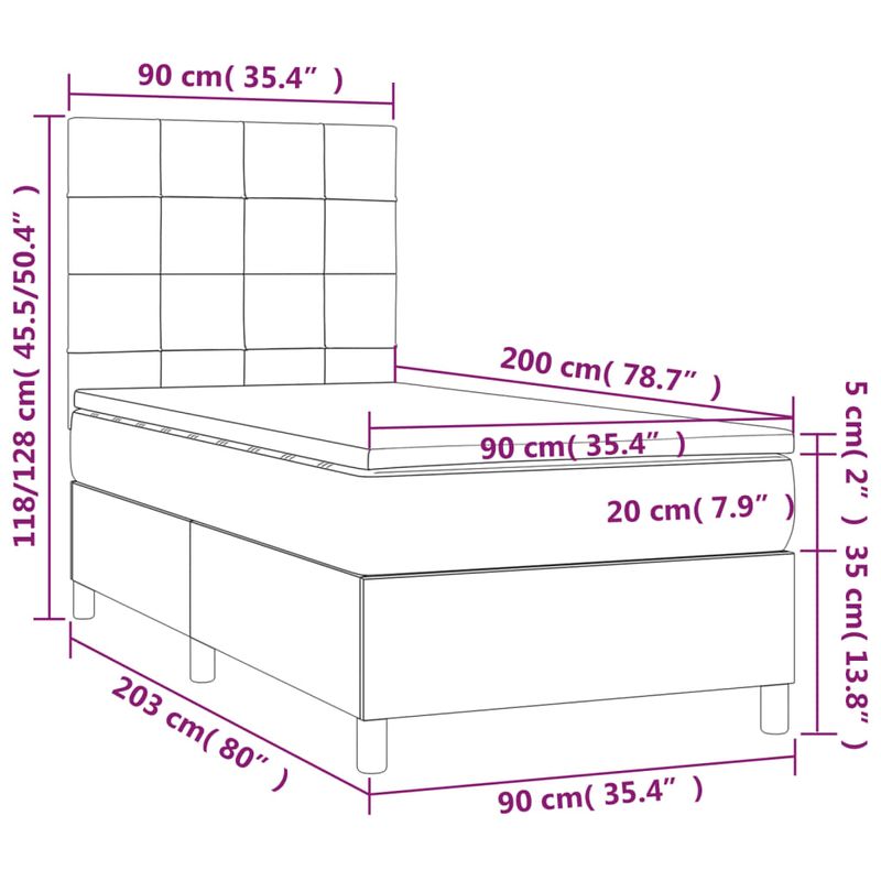 Casa si Gradina - Mobilier - Paturi si accesorii - Paturi - Pat box spring cu saltea, verde inchis, 90x200 cm, catifea - Infinity.ro