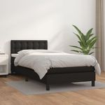 Casa si Gradina - Mobilier - Paturi si accesorii - Paturi - Pat box spring cu saltea, negru, 90x190 cm, piele ecologica - Infinity.ro