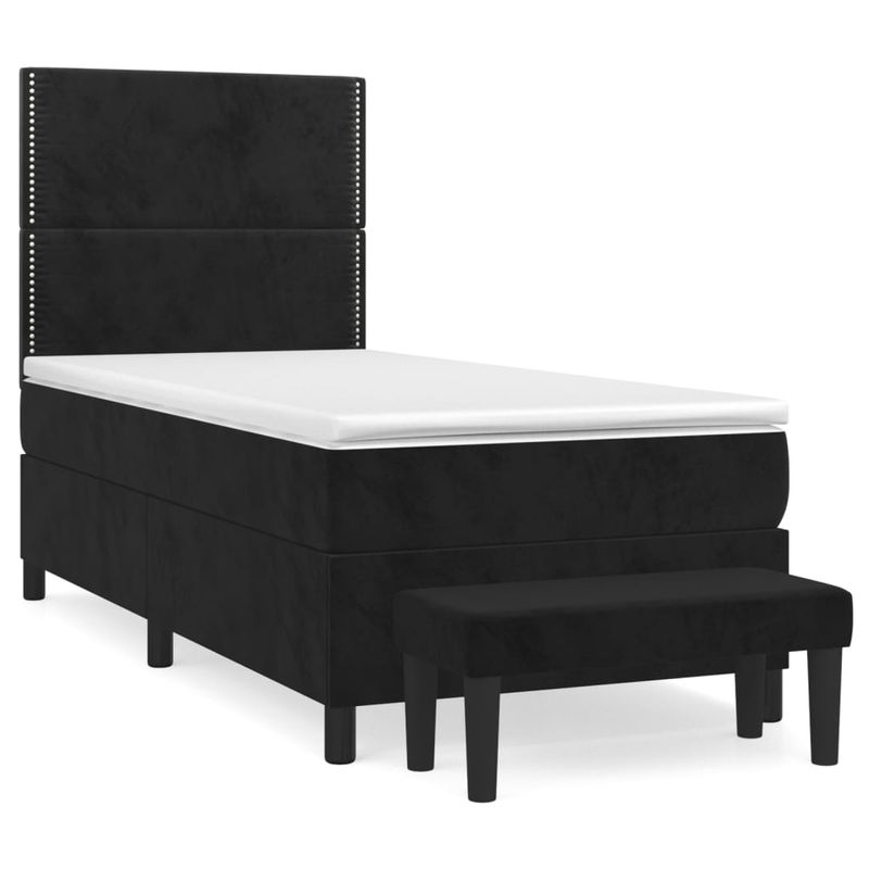 Casa si Gradina - Mobilier - Paturi si accesorii - Paturi - Pat box spring cu saltea, negru, 80x200 cm, catifea - Infinity.ro
