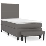 Casa si Gradina - Mobilier - Paturi si accesorii - Paturi - Pat box spring cu saltea, gri, 100x200 cm, piele ecologica - Infinity.ro