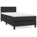 Casa si Gradina - Mobilier - Paturi si accesorii - Paturi - Pat box spring cu saltea, negru, 90x190 cm, piele ecologica - Infinity.ro