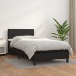 Casa si Gradina - Mobilier - Paturi si accesorii - Paturi - Pat box spring cu saltea, negru, 90x190 cm, piele ecologica - Infinity.ro