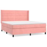 Casa si Gradina - Mobilier - Paturi si accesorii - Paturi - Pat box spring cu saltea, roz, 160x200 cm, catifea - Infinity.ro