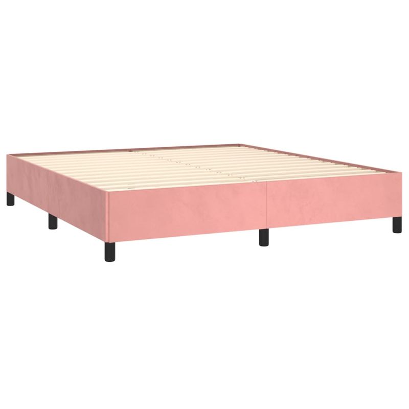 Casa si Gradina - Mobilier - Paturi si accesorii - Paturi - Pat box spring cu saltea, roz, 160x200 cm, catifea - Infinity.ro