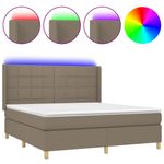 Casa si Gradina - Mobilier - Paturi si accesorii - Paturi - Pat cu arcuri, saltea si LED, gri taupe, 160x200 cm, textil - Infinity.ro
