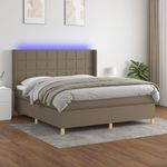 Casa si Gradina - Mobilier - Paturi si accesorii - Paturi - Pat cu arcuri, saltea si LED, gri taupe, 160x200 cm, textil - Infinity.ro