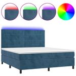 Casa si Gradina - Mobilier - Paturi si accesorii - Paturi - Pat cu arcuri, saltea si LED, bleumarin, 160x200 cm, catifea - Infinity.ro