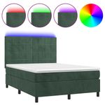 Casa si Gradina - Mobilier - Paturi si accesorii - Paturi - Pat cu arcuri, saltea si LED, verde inchis, 140x200 cm, catifea - Infinity.ro