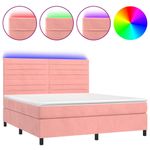 Casa si Gradina - Mobilier - Paturi si accesorii - Paturi - Pat continental cu saltea & LED, roz, 120x200 cm, catifea - Infinity.ro