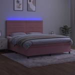 Casa si Gradina - Mobilier - Paturi si accesorii - Paturi - Pat continental cu saltea & LED, roz, 120x200 cm, catifea - Infinity.ro