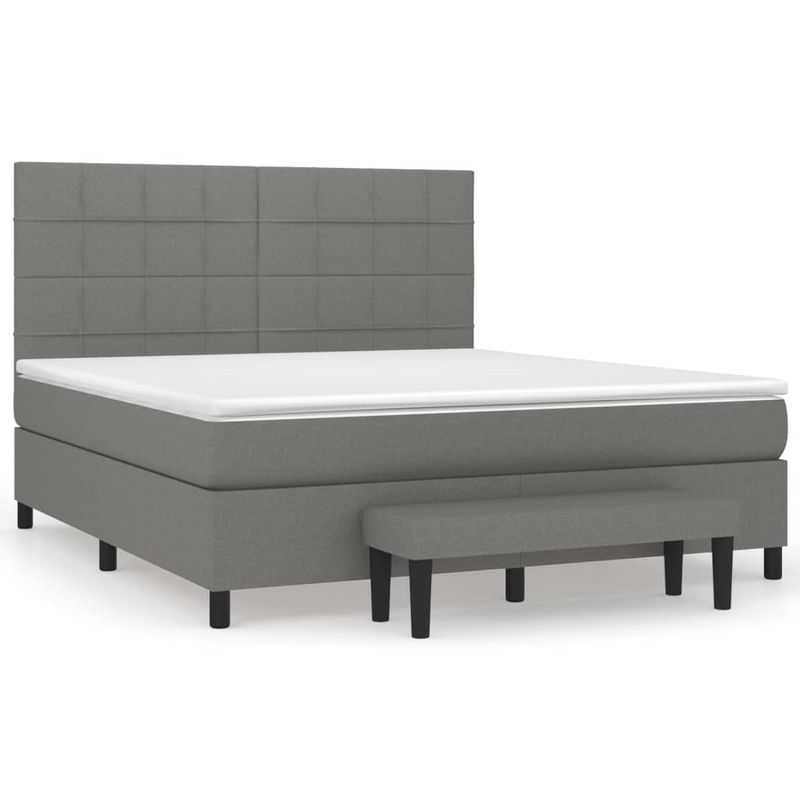 Casa si Gradina - Mobilier - Paturi si accesorii - Paturi - Pat continental cu saltea, gri inchis, 160x200 cm, tesatura - Infinity.ro