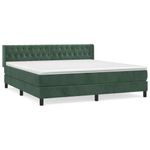 Casa si Gradina - Mobilier - Paturi si accesorii - Paturi - Pat box spring cu saltea, verde inchis, 160x200 cm, catifea - Infinity.ro