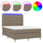 Casa si Gradina - Mobilier - Paturi si accesorii - Paturi - Pat cu arcuri, saltea si LED, gri taupe, 140x190 cm, textil - Infinity.ro