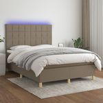 Casa si Gradina - Mobilier - Paturi si accesorii - Paturi - Pat cu arcuri, saltea si LED, gri taupe, 140x190 cm, textil - Infinity.ro