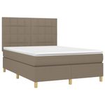 Casa si Gradina - Mobilier - Paturi si accesorii - Paturi - Pat cu arcuri, saltea si LED, gri taupe, 140x190 cm, textil - Infinity.ro