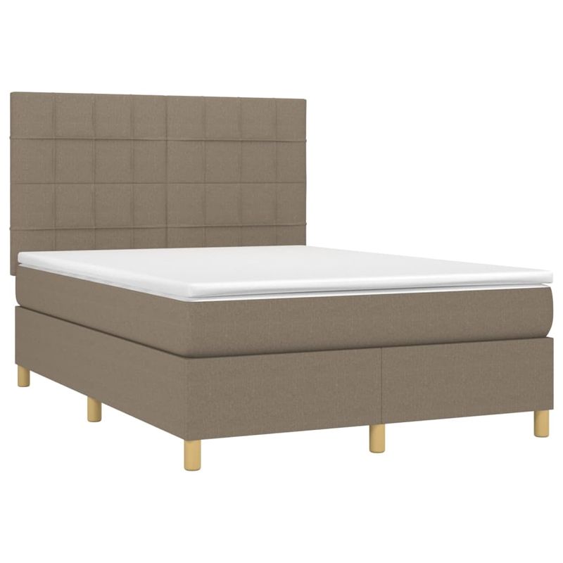 Casa si Gradina - Mobilier - Paturi si accesorii - Paturi - Pat cu arcuri, saltea si LED, gri taupe, 140x190 cm, textil - Infinity.ro