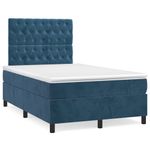 Casa si Gradina - Mobilier - Paturi si accesorii - Paturi - Pat box spring cu saltea, albastru inchis, 120x200 cm, catifea - Infinity.ro