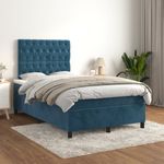 Casa si Gradina - Mobilier - Paturi si accesorii - Paturi - Pat box spring cu saltea, albastru inchis, 120x200 cm, catifea - Infinity.ro