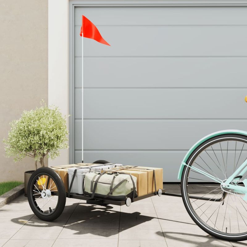 Sport si Outdoor - Ciclism - Accesorii pentru biciclete - Remorci biciclete - Remorca de bicicleta, negru, 126x63x34 cm, fier - Infinity.ro