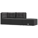 Casa si Gradina - Gradina si terasa - Mobilier exterior - Seturi mobila gradina - Set mobilier de gradina cu perne, 3 piese, negru, poliratan - Infinity.ro