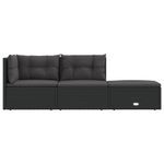 Casa si Gradina - Gradina si terasa - Mobilier exterior - Seturi mobila gradina - Set mobilier de gradina cu perne, 3 piese, negru, poliratan - Infinity.ro