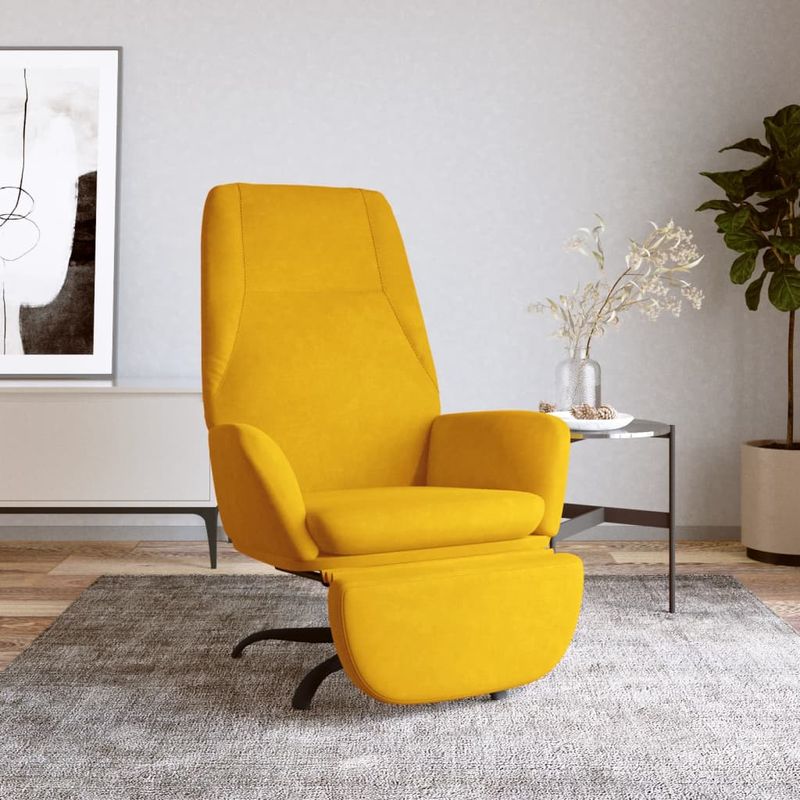 Casa si Gradina - Mobilier - Scaune si fotolii - Fotolii - Fotoliu de relaxare cu taburet, galben mustar, catifea - Infinity.ro