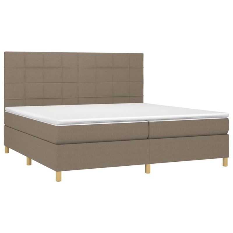 Casa si Gradina - Mobilier - Paturi si accesorii - Paturi - Pat box spring cu saltea, gri taupe, 200x200 cm, textil - Infinity.ro