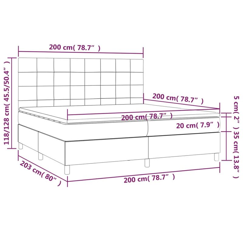 Casa si Gradina - Mobilier - Paturi si accesorii - Paturi - Pat box spring cu saltea, gri taupe, 200x200 cm, textil - Infinity.ro