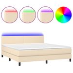 Casa si Gradina - Mobilier - Paturi si accesorii - Paturi - Pat cu arcuri, saltea si LED, crem, 160x200 cm, textil - Infinity.ro
