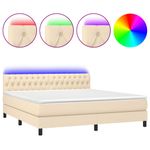 Casa si Gradina - Mobilier - Paturi si accesorii - Paturi - Pat cu arcuri, saltea si LED, crem, 160x200 cm, textil - Infinity.ro