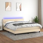Casa si Gradina - Mobilier - Paturi si accesorii - Paturi - Pat cu arcuri, saltea si LED, crem, 160x200 cm, textil - Infinity.ro