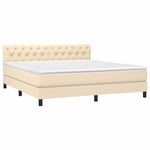 Casa si Gradina - Mobilier - Paturi si accesorii - Paturi - Pat cu arcuri, saltea si LED, crem, 160x200 cm, textil - Infinity.ro