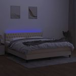 Casa si Gradina - Mobilier - Paturi si accesorii - Paturi - Pat cu arcuri, saltea si LED, crem, 160x200 cm, textil - Infinity.ro