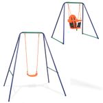 Jucarii, Copii si Bebe - Jucarii si jocuri - Jucarii de exterior - Leagane copii - Leagan de o persoana si leagan de prescolari 2 in 1, portocaliu - Infinity.ro