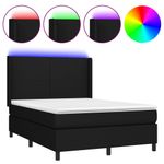 Casa si Gradina - Mobilier - Paturi si accesorii - Paturi - Pat cu arcuri, saltea si LED, negru, 140x190 cm, textil - Infinity.ro