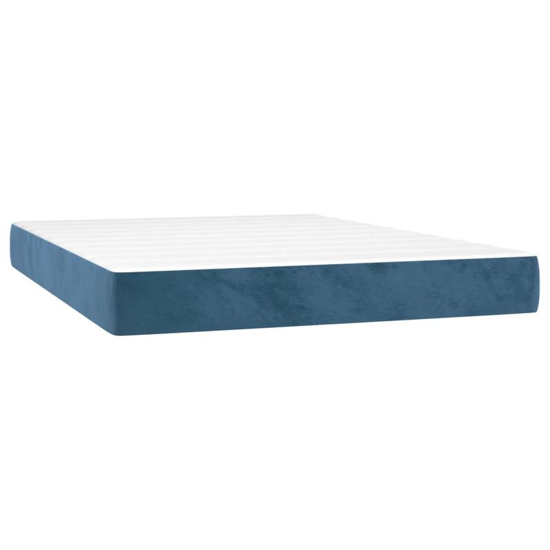 Casa si Gradina - Mobilier - Paturi si accesorii - Paturi - Pat cu arcuri, saltea si LED, bleumarin, 140x190 cm, catifea - Infinity.ro