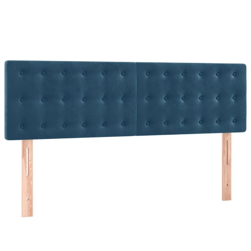Casa si Gradina - Mobilier - Paturi si accesorii - Paturi - Pat cu arcuri, saltea si LED, bleumarin, 140x190 cm, catifea - Infinity.ro
