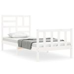 Casa si Gradina - Mobilier - Paturi si accesorii - Paturi - Cadru de pat cu tablie single mic, alb, lemn masiv - Infinity.ro