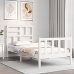 Casa si Gradina - Mobilier - Paturi si accesorii - Paturi - Cadru de pat cu tablie single mic, alb, lemn masiv - Infinity.ro