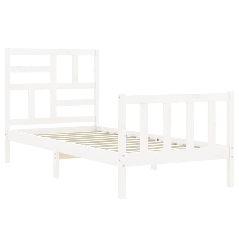 Casa si Gradina - Mobilier - Paturi si accesorii - Paturi - Cadru de pat cu tablie single mic, alb, lemn masiv - Infinity.ro