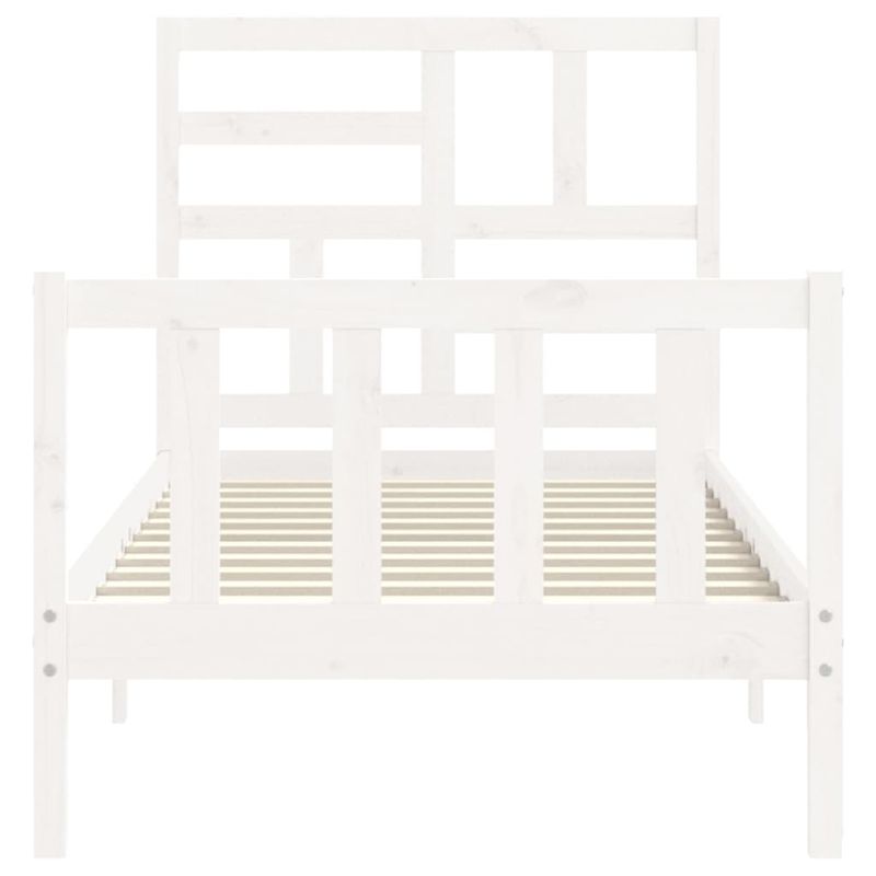 Casa si Gradina - Mobilier - Paturi si accesorii - Paturi - Cadru de pat cu tablie single mic, alb, lemn masiv - Infinity.ro