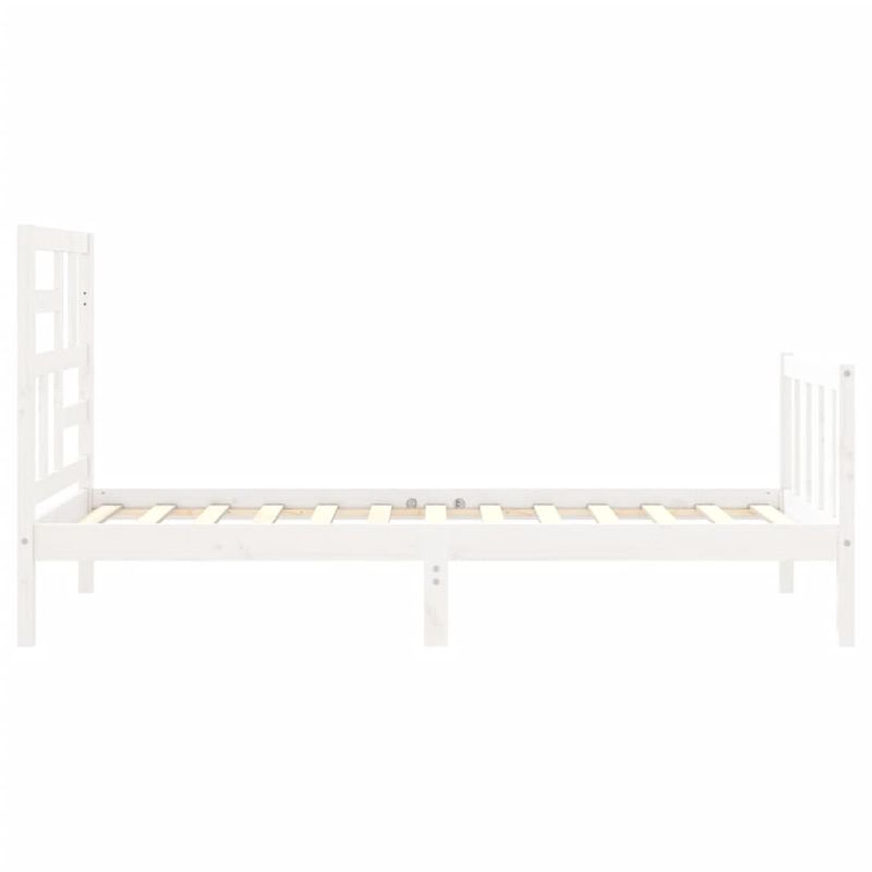 Casa si Gradina - Mobilier - Paturi si accesorii - Paturi - Cadru de pat cu tablie single mic, alb, lemn masiv - Infinity.ro