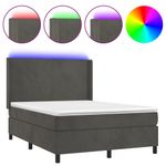 Casa si Gradina - Mobilier - Paturi si accesorii - Paturi - Pat cu arcuri, saltea si LED, gri inchis, 140x200 cm, catifea - Infinity.ro