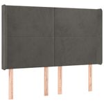 Casa si Gradina - Mobilier - Paturi si accesorii - Paturi - Pat cu arcuri, saltea si LED, gri inchis, 140x200 cm, catifea - Infinity.ro