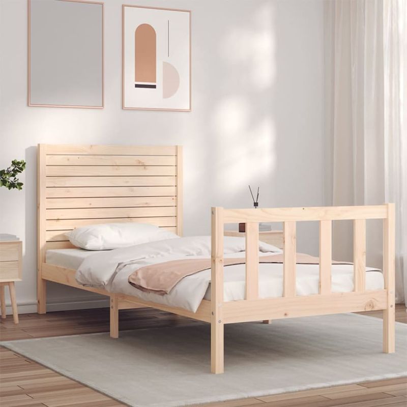 Casa si Gradina - Mobilier - Paturi si accesorii - Paturi - Cadru de pat cu tablie single mic, lemn masiv - Infinity.ro