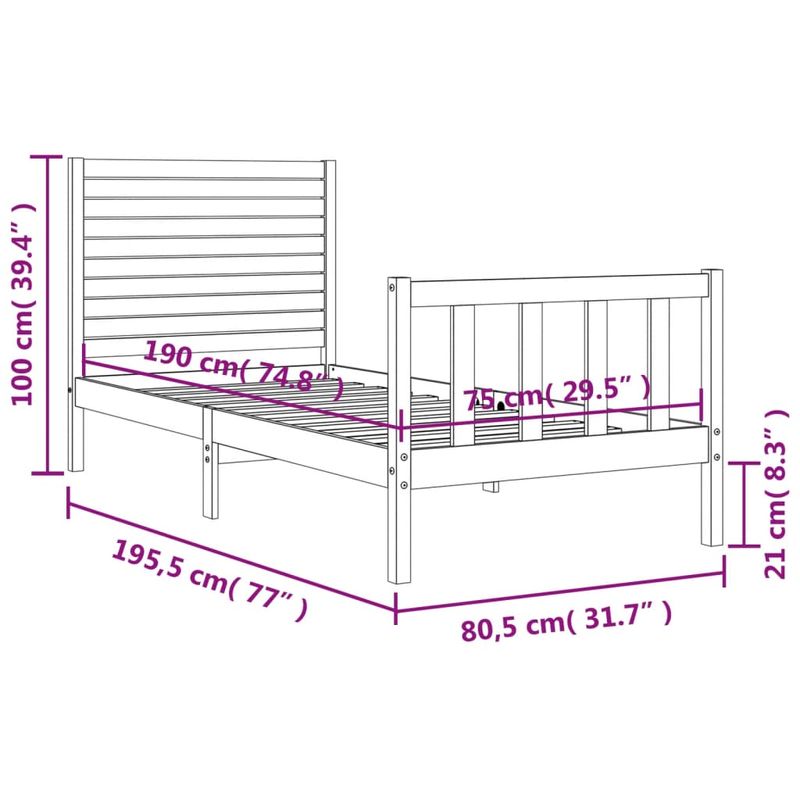 Casa si Gradina - Mobilier - Paturi si accesorii - Paturi - Cadru de pat cu tablie single mic, lemn masiv - Infinity.ro