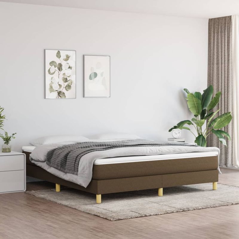 Casa si Gradina - Mobilier - Paturi si accesorii - Paturi - Cadru de pat box spring, maro inchis, 160x200 cm, textil - Infinity.ro